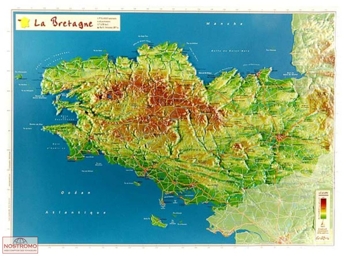BRETAGNE | Georelief relief map