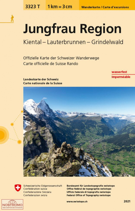 3323T JUNGFRAU REGION - KIENTAL - LAUTERBRUNNEN - GRINDELWALD | Swisstopo hiking map
