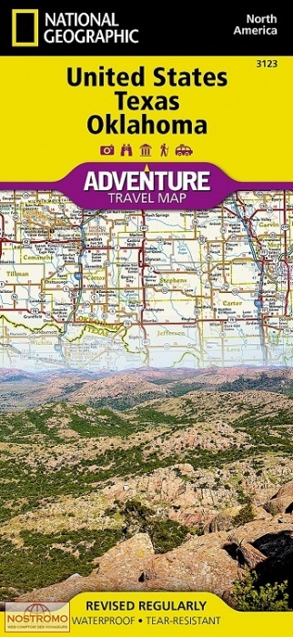 UNITED STATES : TEXAS - OKLAHOMA | carte touristique National Geographic