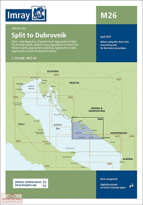 M26 DE SPLIT À DUBROVNIK | carte marine Imray
