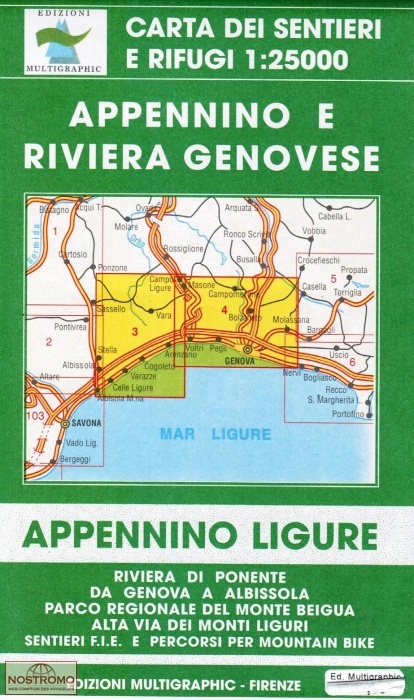 3/4 APPENNINO E RIVIERA GENOVESE | carte de randonnée Multigraphic