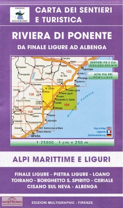 104 RIVIERA DI PONENTE | carte de randonnée Multigraphic