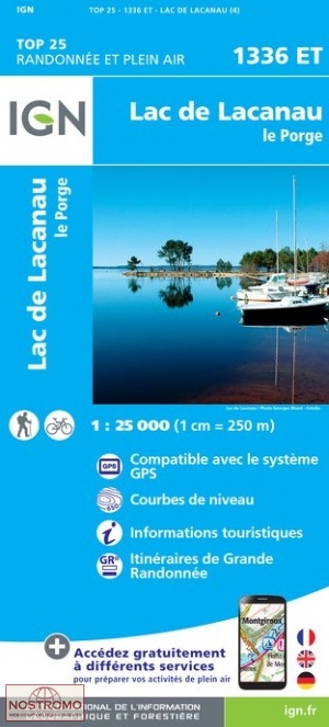 1336ET LAC DE LACANAU | carte de randonnée IGN
