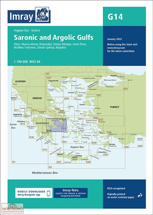 G14 GOLFES SARONIQUE ET ARGOLIQUE | carte marine Imray