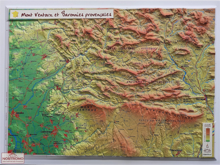LE MONT VENTOUX ET LES BARONNIES PROVENÇALES | Géorelief relief map