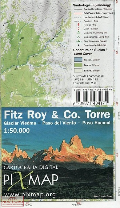 FITZ ROY & CERRO TORRE | carte de trekking Pixmap