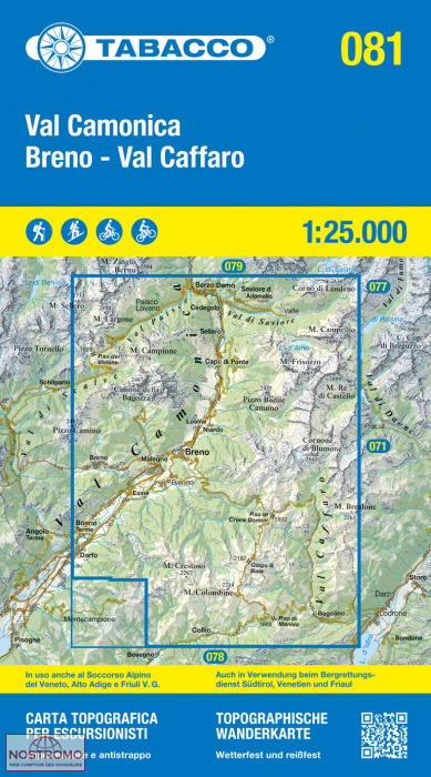 081 VAL CAMONICA - BRENO - VAL CAFFARO | Tabacco hiking map