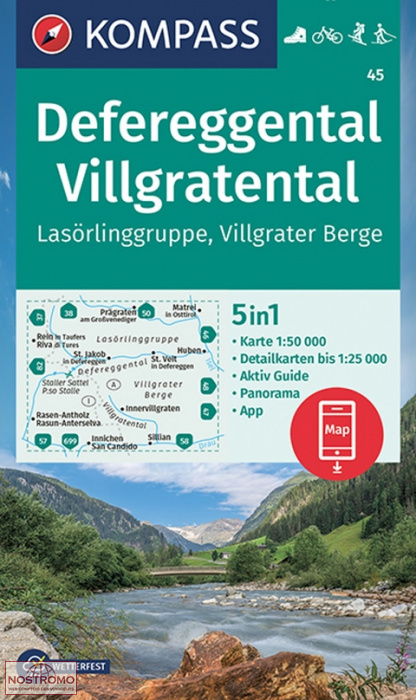 DEFEREGGENTAL - VILLGRATENTAL 45 | Kompass hiking map