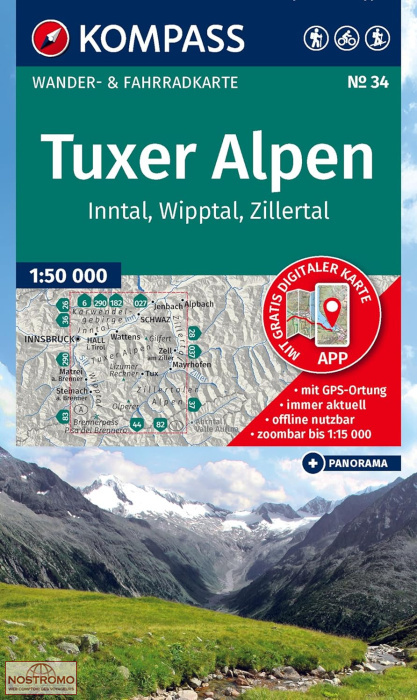 TUXER ALPEN 34 | carte de randonnée Kompass