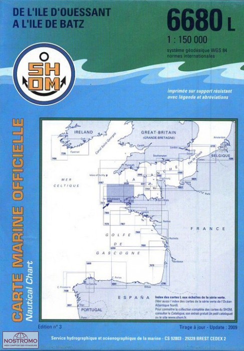 6680L FROM THE ISLAND OF OUESSANT TO THE ISLAND OF BATZ | SHOM nautical chart