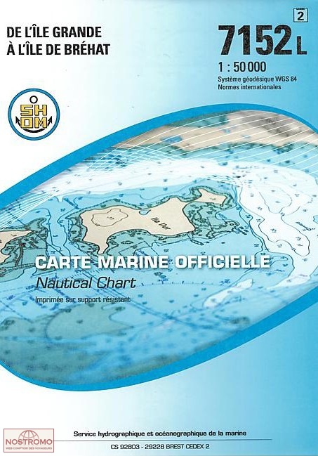 7152L FROM THE ILE GRANDE TO THE ISLAND OF BRÉHAT | SHOM nautical chart