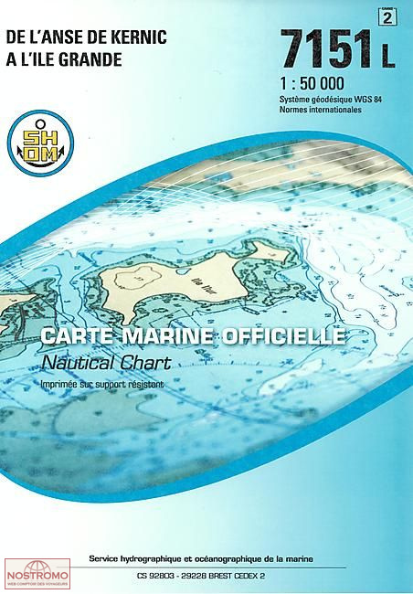 7151L FROM THE COVE OF KERNIC TO THE ÎLE GRANDE | SHOM nautical chart