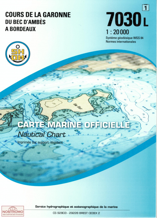 7030L COURSE OF THE GARONNE RIVER | SHOM nautical chart
