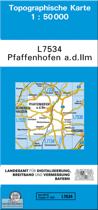 L7534 PFAFFENHOFEN A. D. ILM | carte topographique LDBV