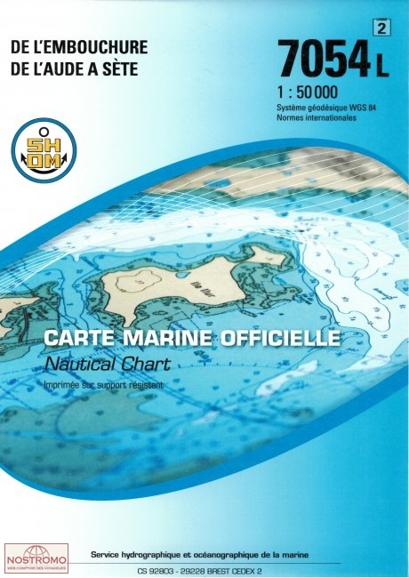 7054L FROM THE MOUTH OF THE AUDE RIVER TO SÈTE | SHOM nautical chart