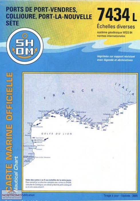 7434L HARBOURS OF SÈTE, PORT-LA-NOUVELLE, PORT-VENDRES AND COLLIOURE | SHOM nautical chart