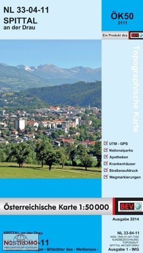3111 SPITTAL AN DER DRAU | carte topographique BEV