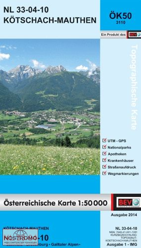 3110 KÖTSCHACH-MAUTHEN | carte topographique BEV