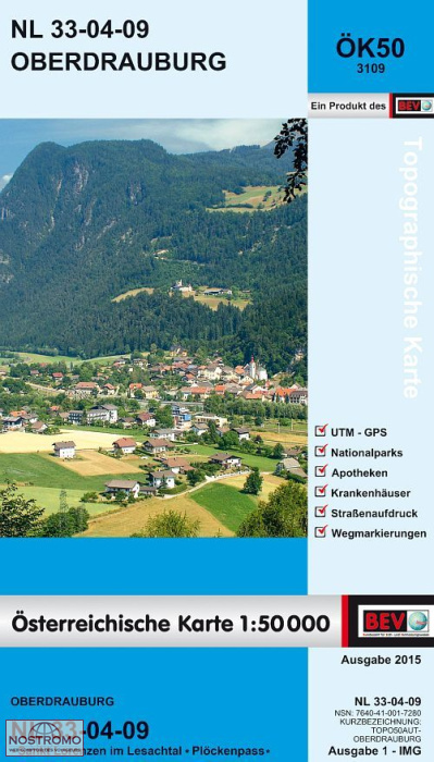 3109 OBERDRAUBURG | carte topographique BEV
