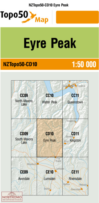 CD10 EYRE PEAK | carte topographique LINZ