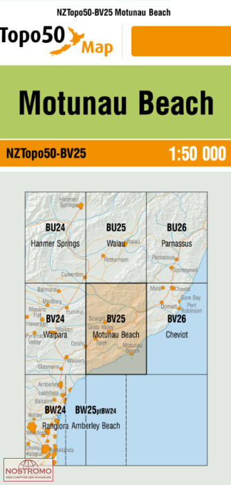 BV25 MOTUNAU BEACH | carte topographique LINZ