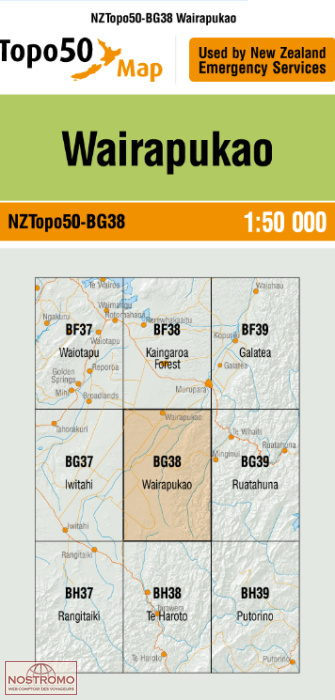 BG38 WAIRAPUKAO | carte topographique LINZ