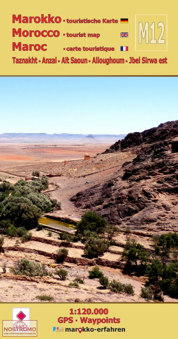 M12 TAZNAKHT - ANZAL - AÏT SAOUN - ALLOUGHOUM - JEBEL SIRWA EST | carte touristique Huber