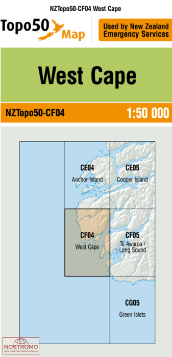 CF04 WEST CAPE | carte topographique LINZ