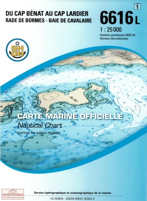6616L FROM THE CAP BÉNAT TO THE CAP LARDIER | SHOM nautical chart