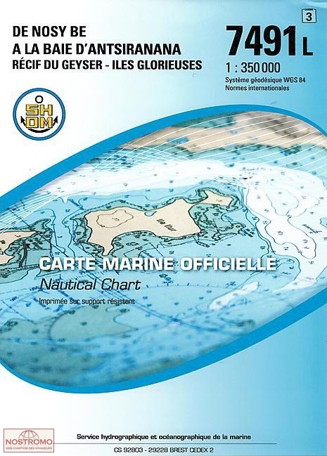 7491L DE NOSY BE À LA BAIE D'ANTSIRANANA | carte marine SHOM