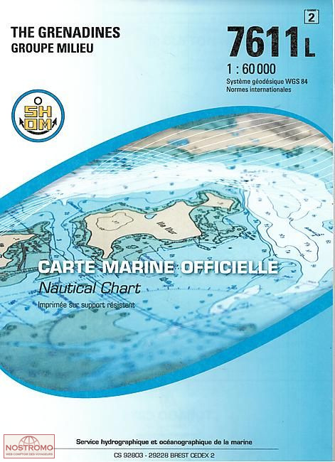 7611L THE GRENADINES - GROUPE MILIEU | carte marine SHOM