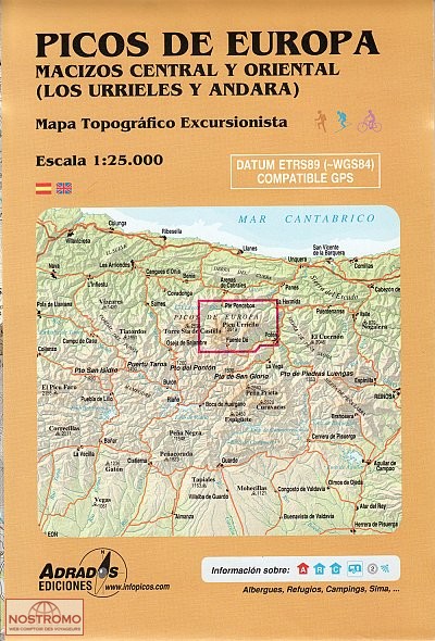 PICOS DE EUROPA - MACIZO CENTRAL Y ORIENTAL | carte de randonnée Adrados