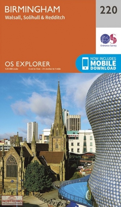 220 BIRMINGHAM - WALSALL, SOLIHULL & REDDITCH | carte de randonnée OS