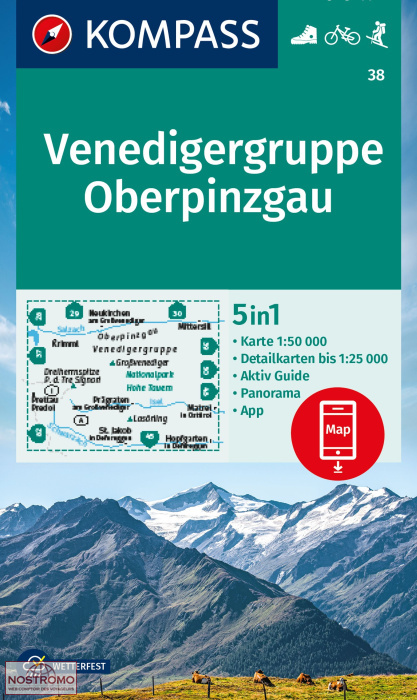 VENEDIGERGRUPPE - OBERPINZGAU 38 | Kompass hiking map