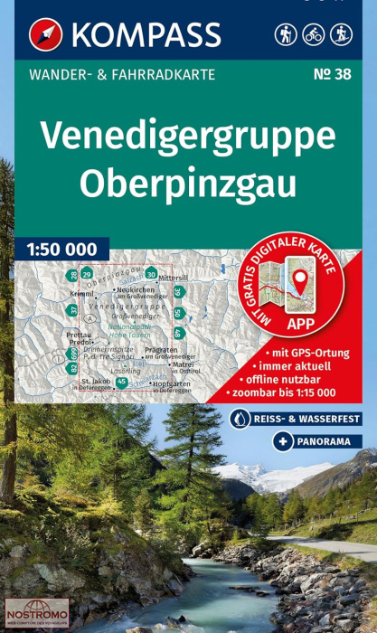 VENEDIGERGRUPPE - OBERPINZGAU 38 | carte de randonnée Kompass