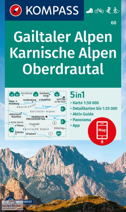 GAILTALER ALPEN - KARNISCHE ALPEN - OBERDRAUTAL 60 | carte de randonnée Kompass