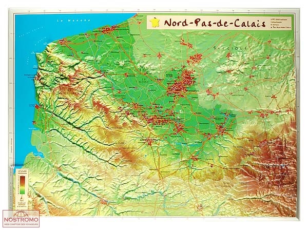 NORD - PAS-DE-CALAIS | Géorelief relief map