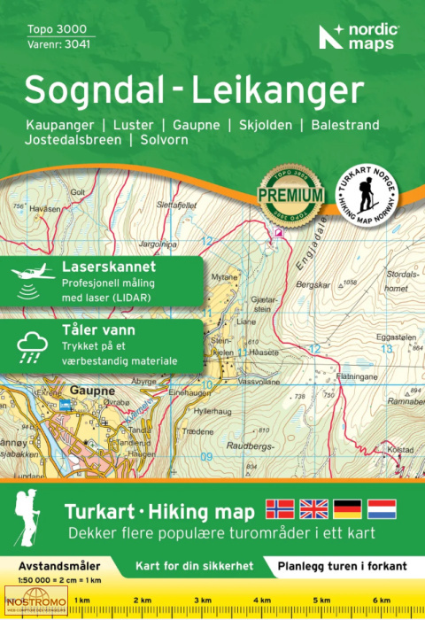3041 SOGNDAL - LEIKANGER | Nordic Maps hiking map