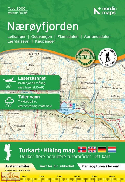 3038 NÆRØYFJORDEN | Nordic Maps hiking map