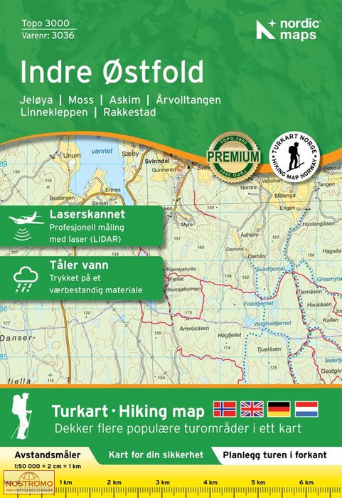 3036 INDRE ØSTFOLD | Nordic Maps hiking map