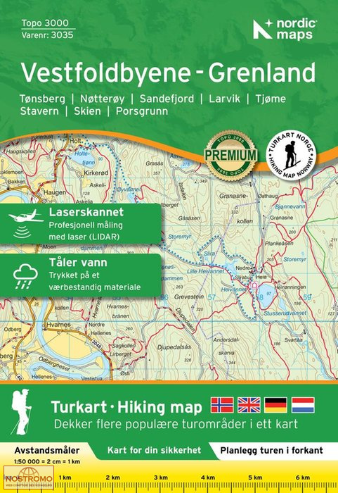 3035 VESTFOLDBYENE - GRENLAND | Nordic Maps hiking map