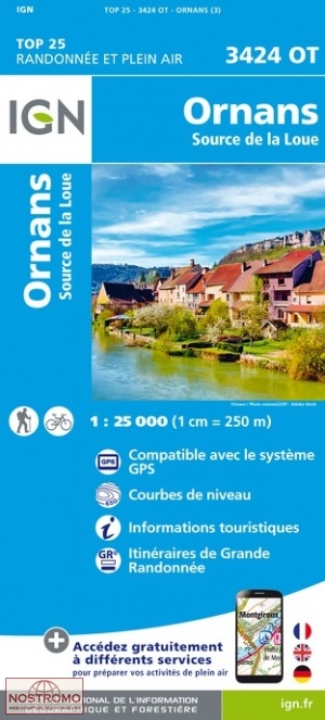 3424OT ORNANS | carte de randonnée IGN