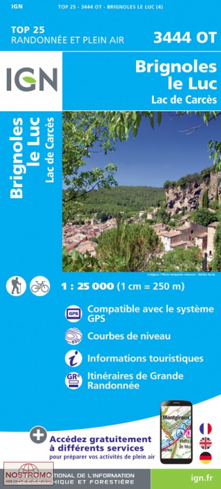 3444OT BRIGNOLES - LE LUC | carte de randonnée IGN