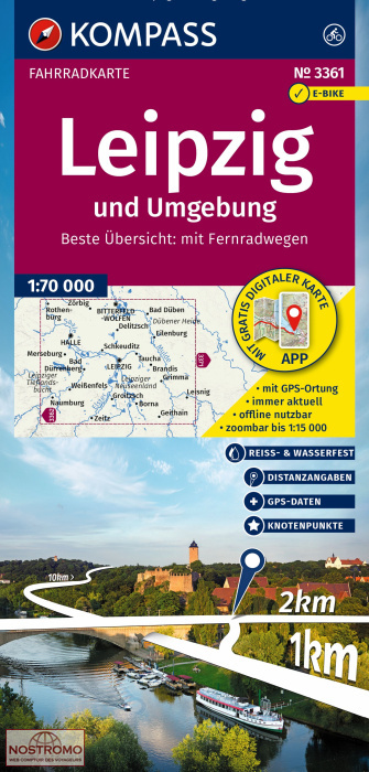 3361 LEIPZIG UND UMGEBUNG | carte de cyclotourisme Kompass