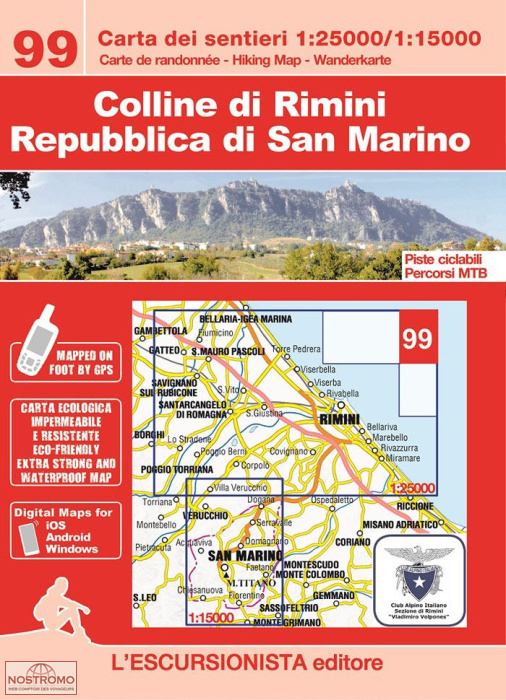 99 COLLINE DI RIMINI - REPUBBLICA DI SAN MARINO | l'Escursionista hiking maps