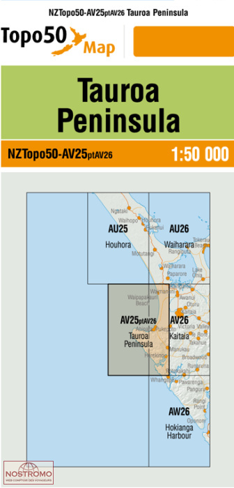 AV25PTAV26 TAUROA PENINSULA | carte topographique LINZ