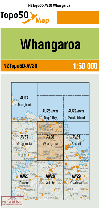AV28 WHANGGAROA | carte topographique LINZ