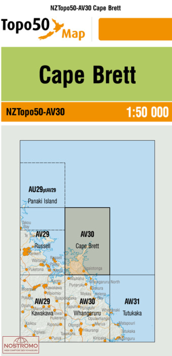 AV30 CAPE BRETT | carte topographique LINZ