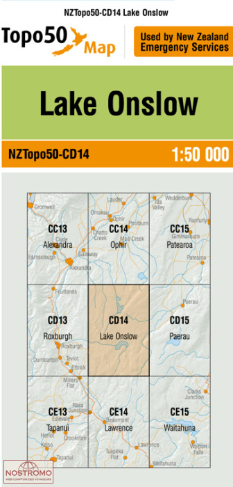 CD14 LAKE ONSLOW | carte topographique LINZ
