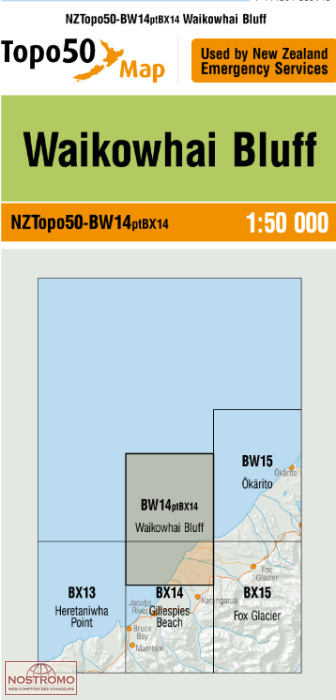 BW14PTBX14 WAIKOWHAI BLUFF | carte topographique LINZ